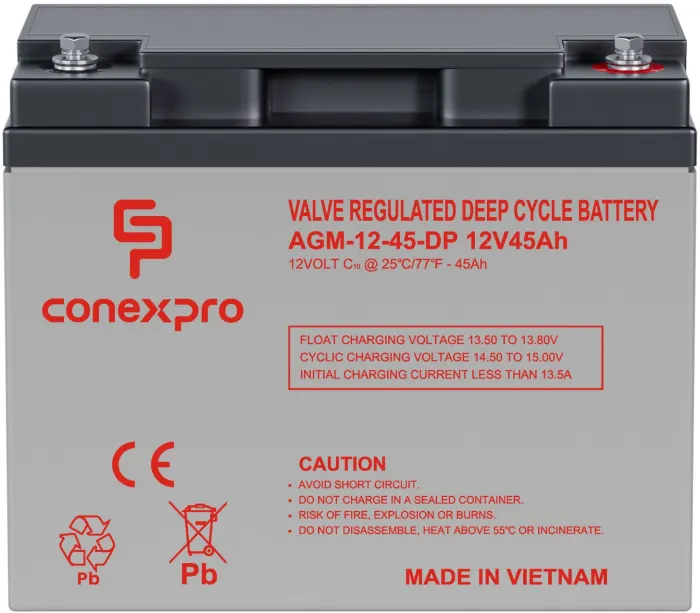Conexpro batery AGM 12V, 45Ah, lifetime 10 years, M6, Deep cycle