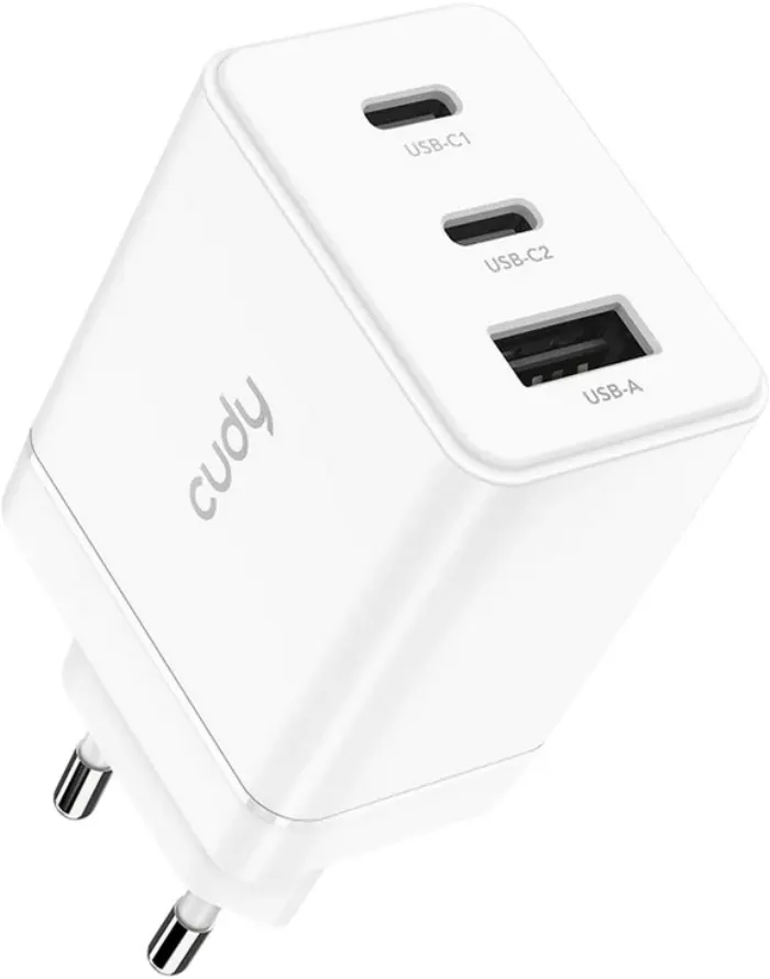 Cudy CH67 Wall charger, 2x USB-C, 1x USB-A, PD, 67W, EU Plug