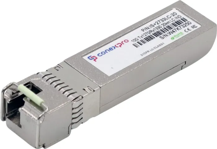 Conexpro 10G SFP+ industrial optical module, WDM/BiDi, SM, Tx1270/Rx1330nm, 20km, 1x LC, DDM