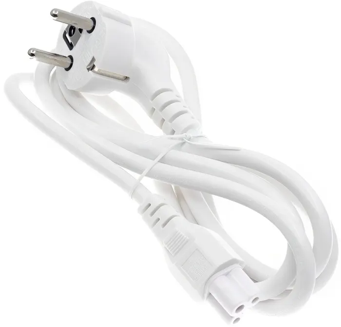 Power cord 230V for notebook 3pin - schuko, 0.7m, white