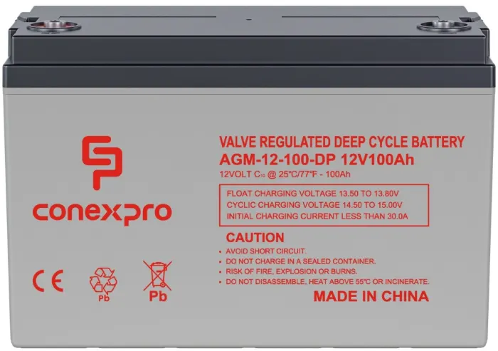 Conexpro batery AGM 12V, 100Ah, lifetime 10 years, M8, Deep cycle