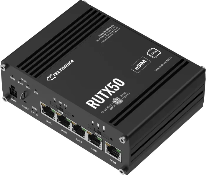 Teltonika RUTX50 Industrial 5G Wi-Fi Router, GPS