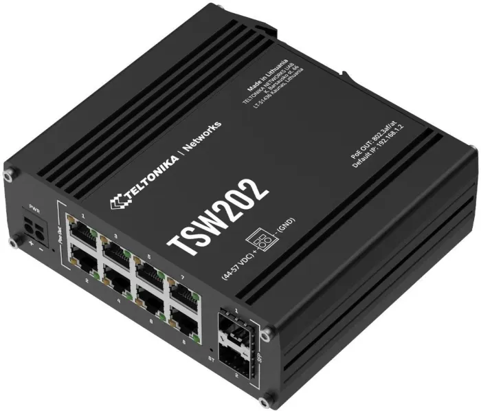 Teltonika TSW202 Industrial PoE managed switch, 8x GLAN, 8x PoE, 2x SFP
