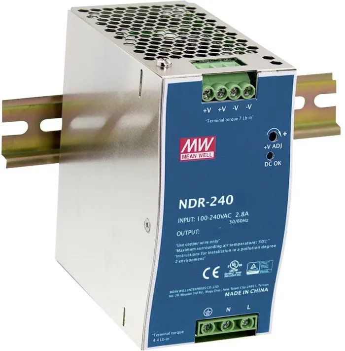 MEAN WELL NDR-240-24 Industrial power supply for DIN rail, 240W, 24V