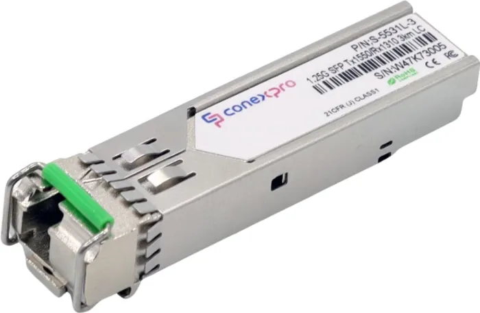 Conexpro 1.25G SFP optical module, WDM/BiDi, SM, Tx1550/Rx1310nm, 3km, 1x LC, DDM