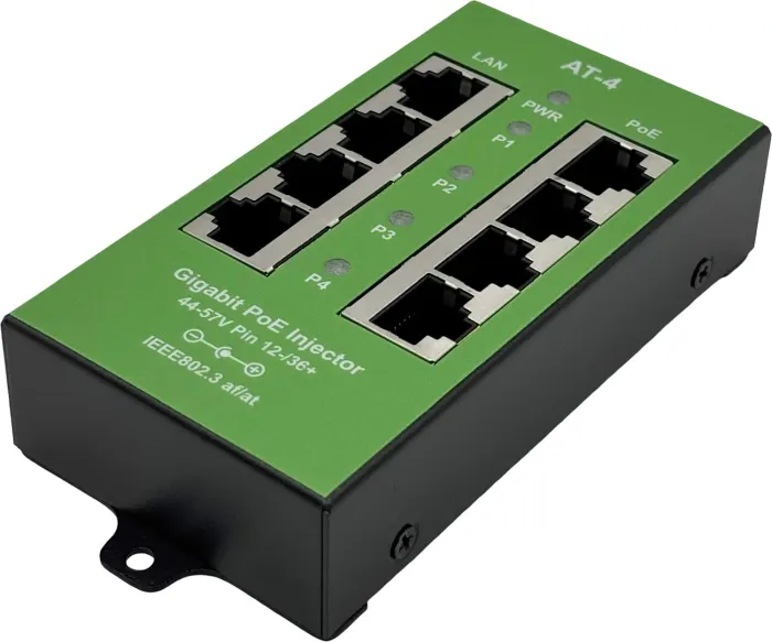 Conexpro Gigabit active PoE panel metal, 4 ports, 802.3af/at