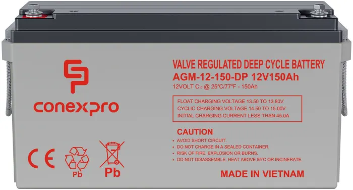 Conexpro batery AGM 12V, 150Ah, lifetime 10 years, M8, Deep cycle